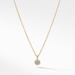 Cable Collectibles® Kids Necklace Birthstone Necklace with Aquamarine in 18K Gold, 3mm