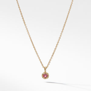 Cable Collectibles® Kids Necklace Birthstone Necklace with Pink Tourmaline in 18K Gold, 3mm