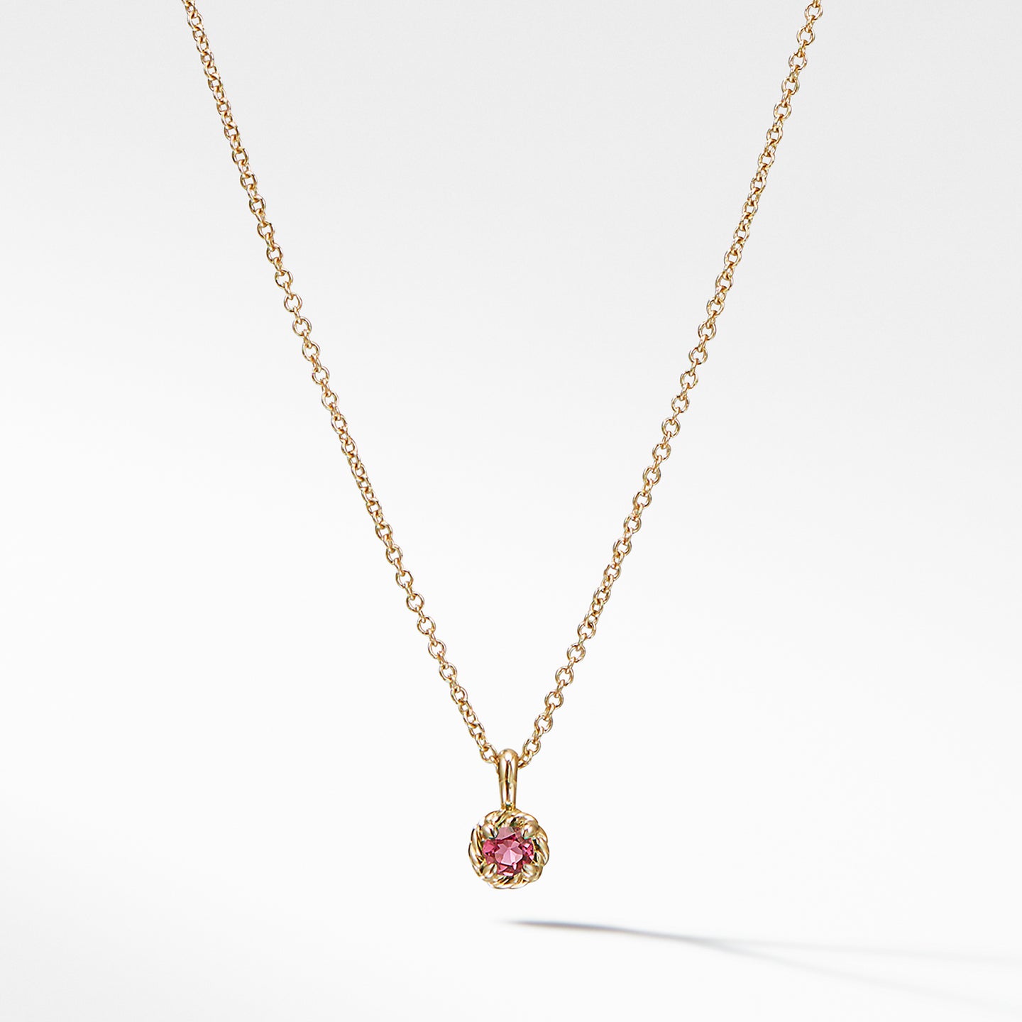 Cable Collectibles® Kids Necklace Birthstone Necklace with Pink Tourmaline in 18K Gold, 3mm