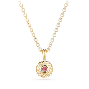 Cable Collectibles® Kids Necklace Birthstone Necklace with Pink Tourmaline in 18K Gold, 3mm