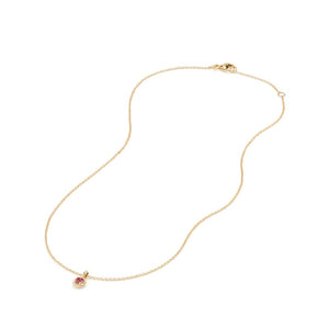Cable Collectibles® Kids Necklace Birthstone Necklace with Pink Tourmaline in 18K Gold, 3mm