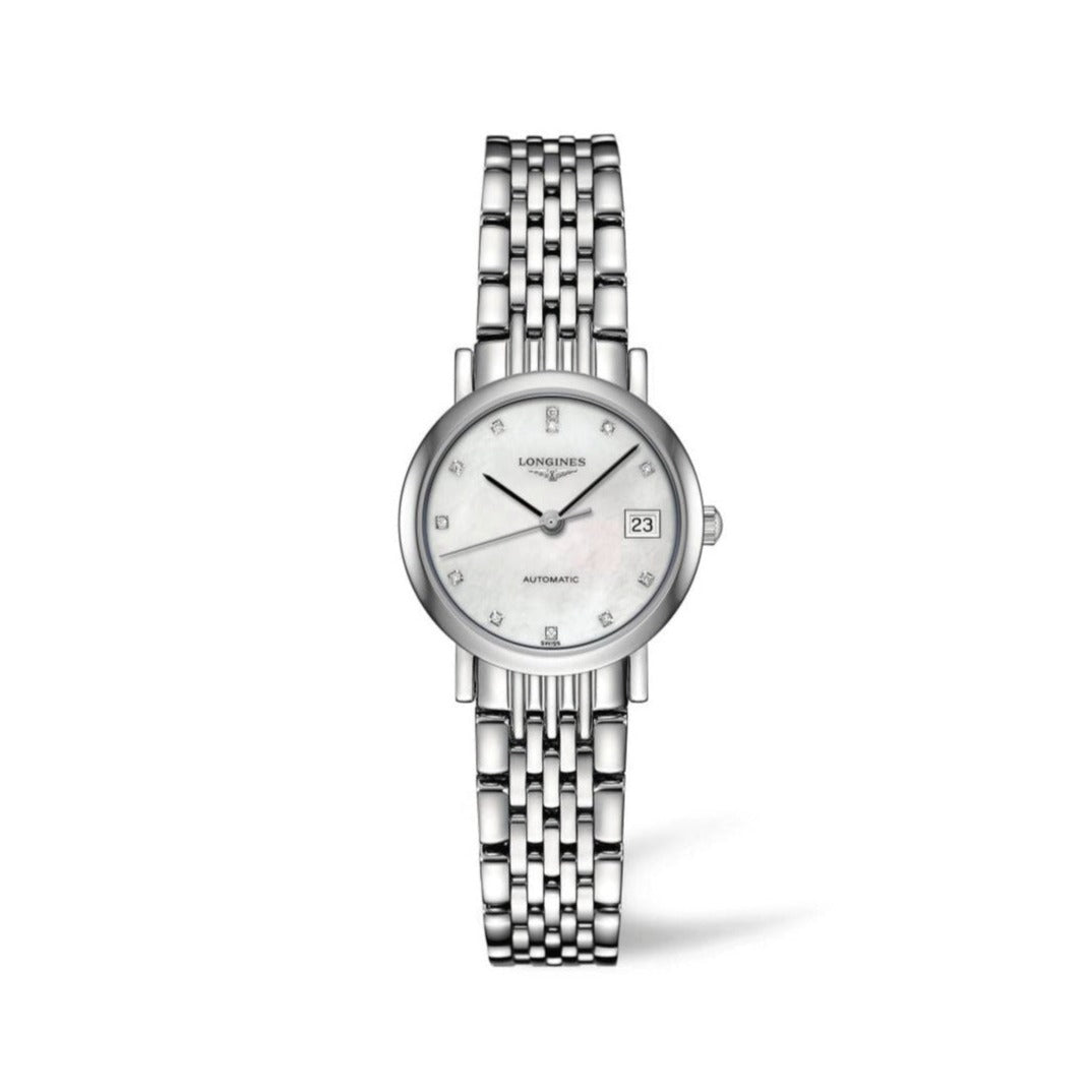 Longines Elegant Collection 25mm Automatic Mother-of-Pearl Dial Ladies' Watch with Diamonds