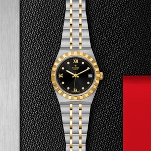 TUDOR Royal Watch with Black Sunray Dial and Diamonds - M28403-0005 at Fink's Jewelers