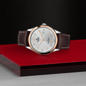 TUDOR 1926 Watch with Rose Gold Bezel and Leather Strap on Side