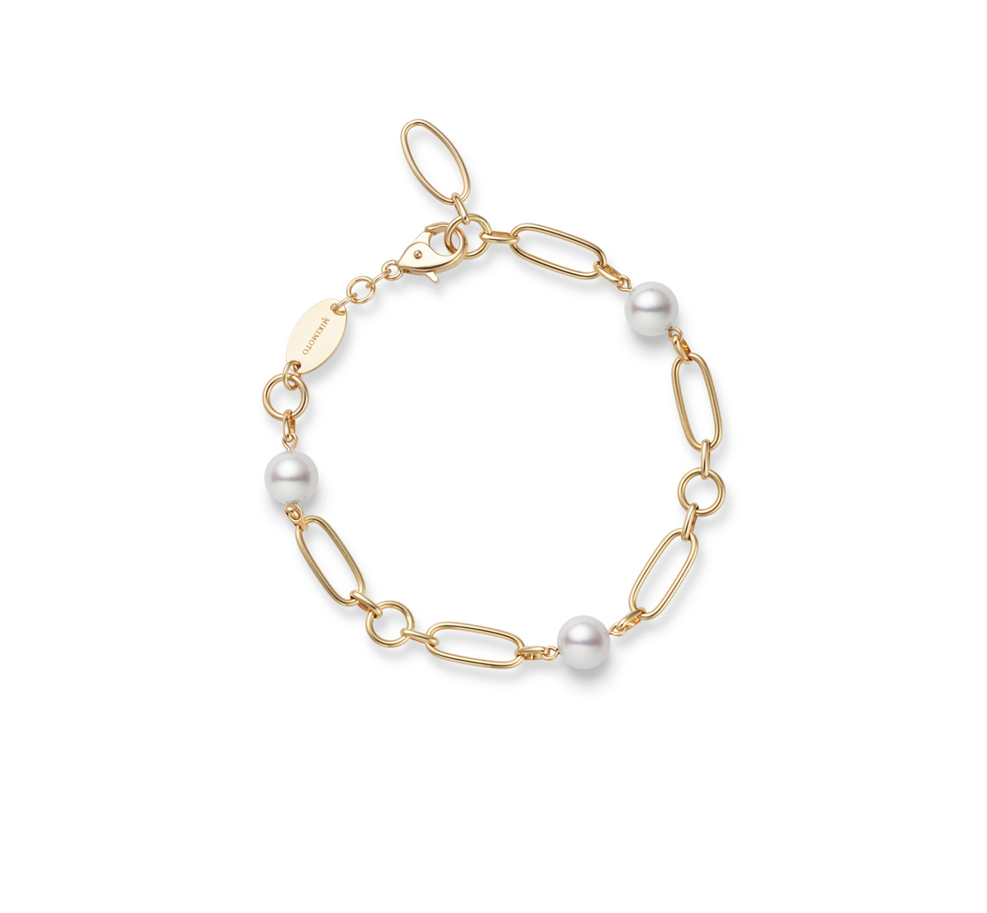 Mikimoto 18K Yellow Gold 6.5mm Akoya Pearl Station Chain Bracelet