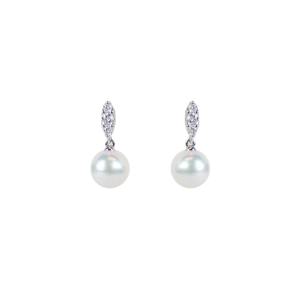 7.5mm Akoya Pearl and Diamond Earrings | Mikimoto | Fink's