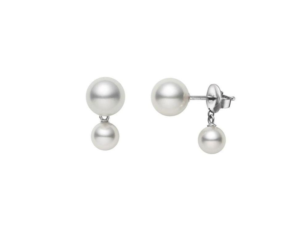 Mikimoto Akoya Pearl Stud Earrings 555mm A Quality in 18k White Gold   Security Jewelers Duluth MN