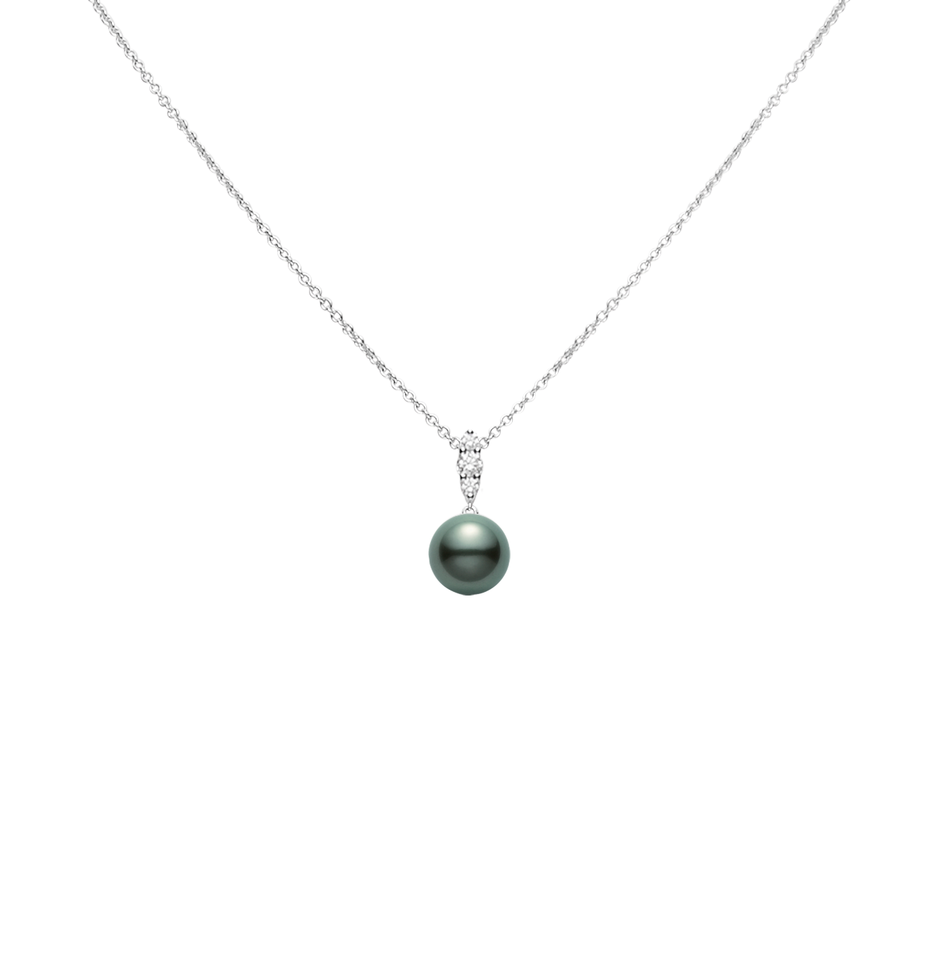 Mikimoto Morning Dew 9mm Black South Sea Pearl and Diamond Necklace