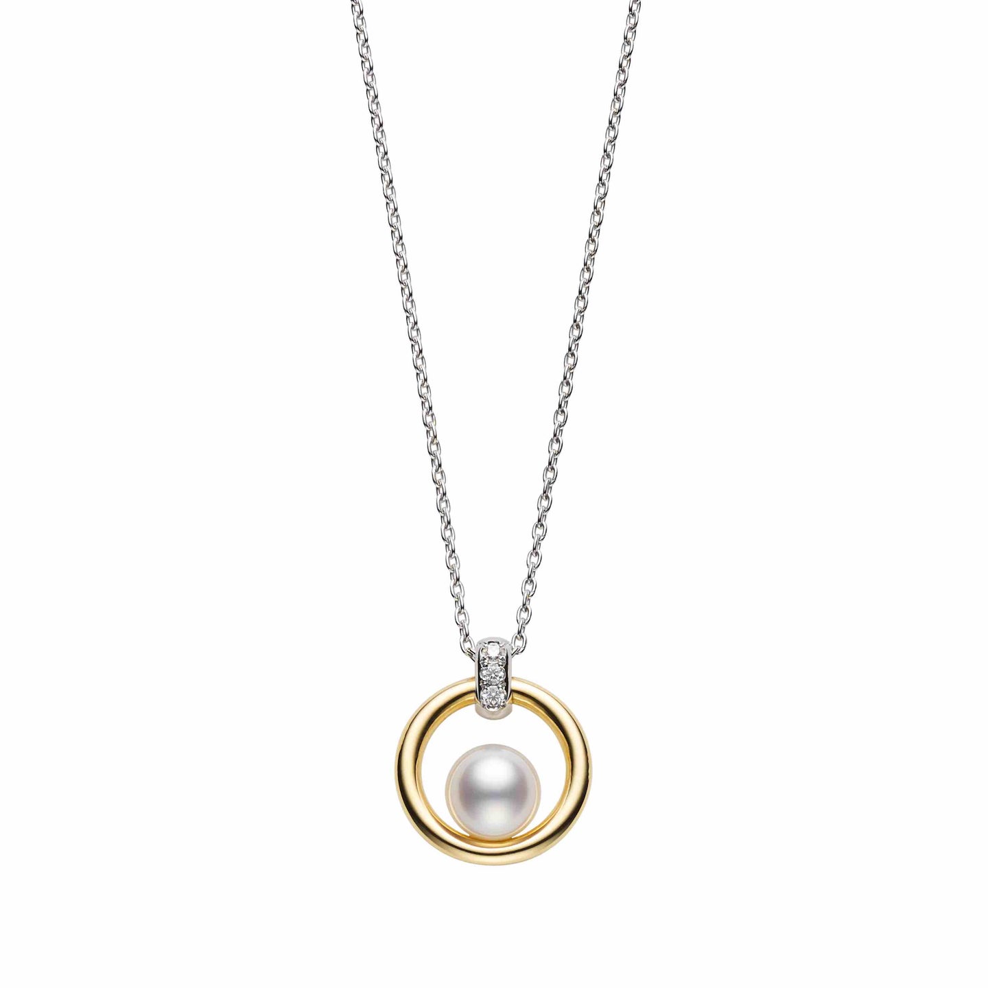 Mikimoto 18K White Gold Necklace with Akoya Pearl and Diamonds