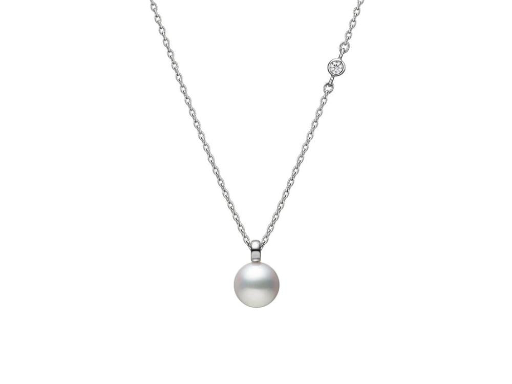 Mikimoto 18K White Gold 7mm Akoya Pearl Pendant Necklace
