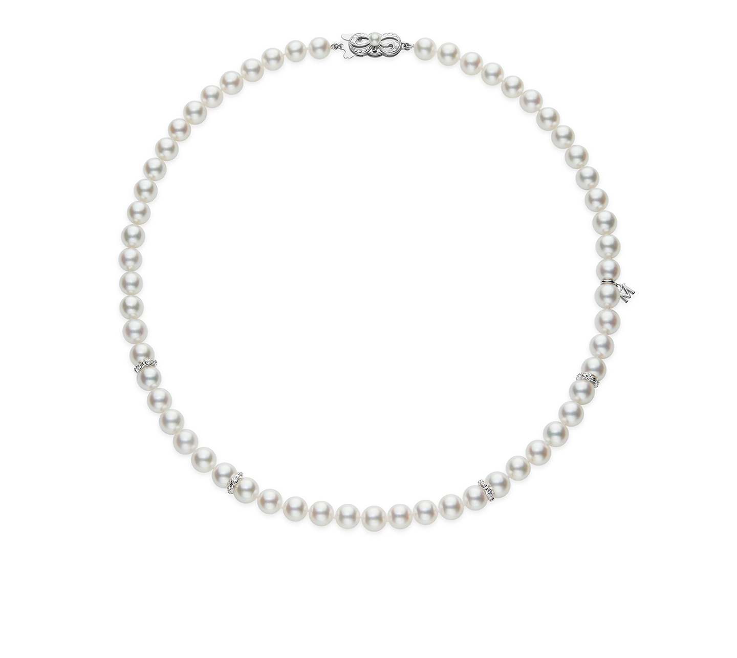 Mikimoto White Gold Akoya Pearl and Diamond Roundel, 18