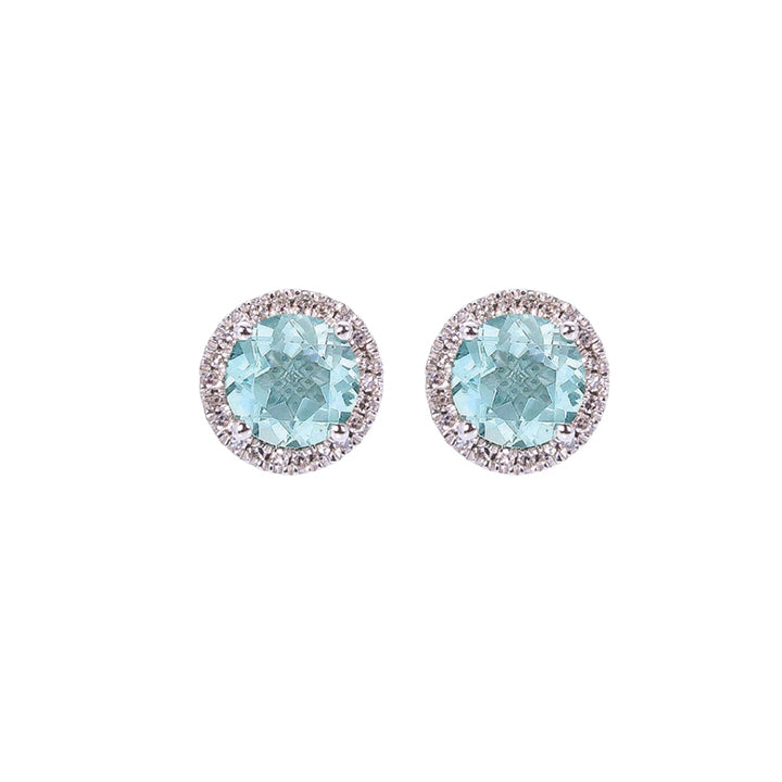 Sabel Collection Birthstone and Diamond Halo Earrings