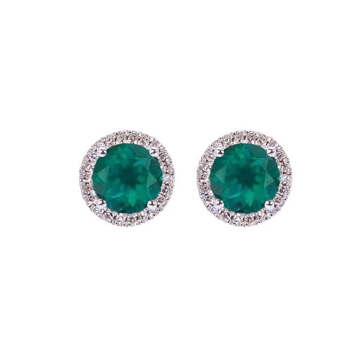 Sabel Collection Birthstone and Diamond Halo Earrings