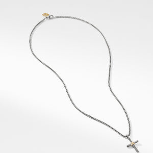 David Yurman Sterling Silver Cross Necklace with 14K Yellow Gold