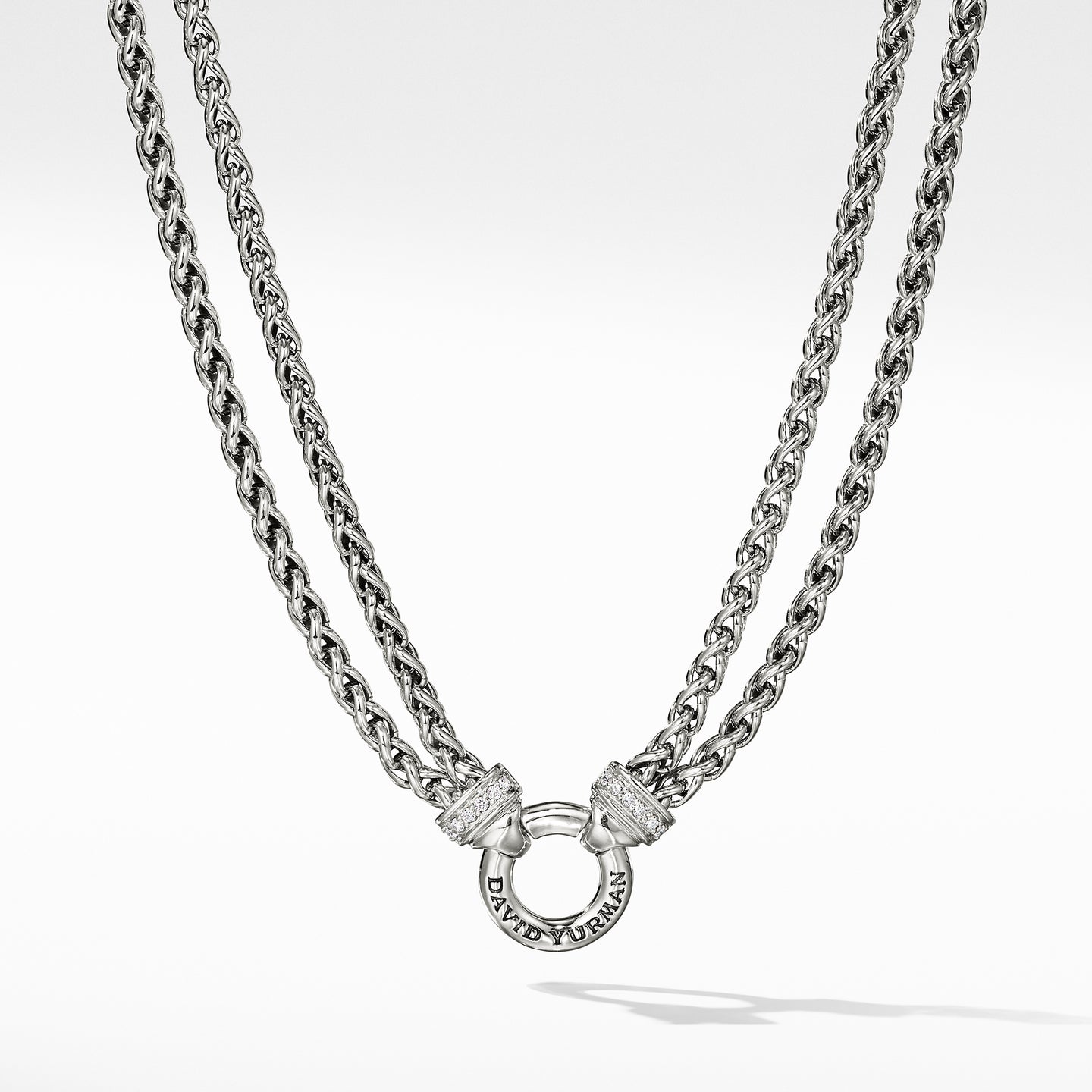 David Yurman Two Wheat Chains Necklace with Diamonds