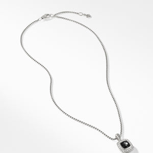 Pendant Necklace with Black Onyx and Diamonds, 17" Length