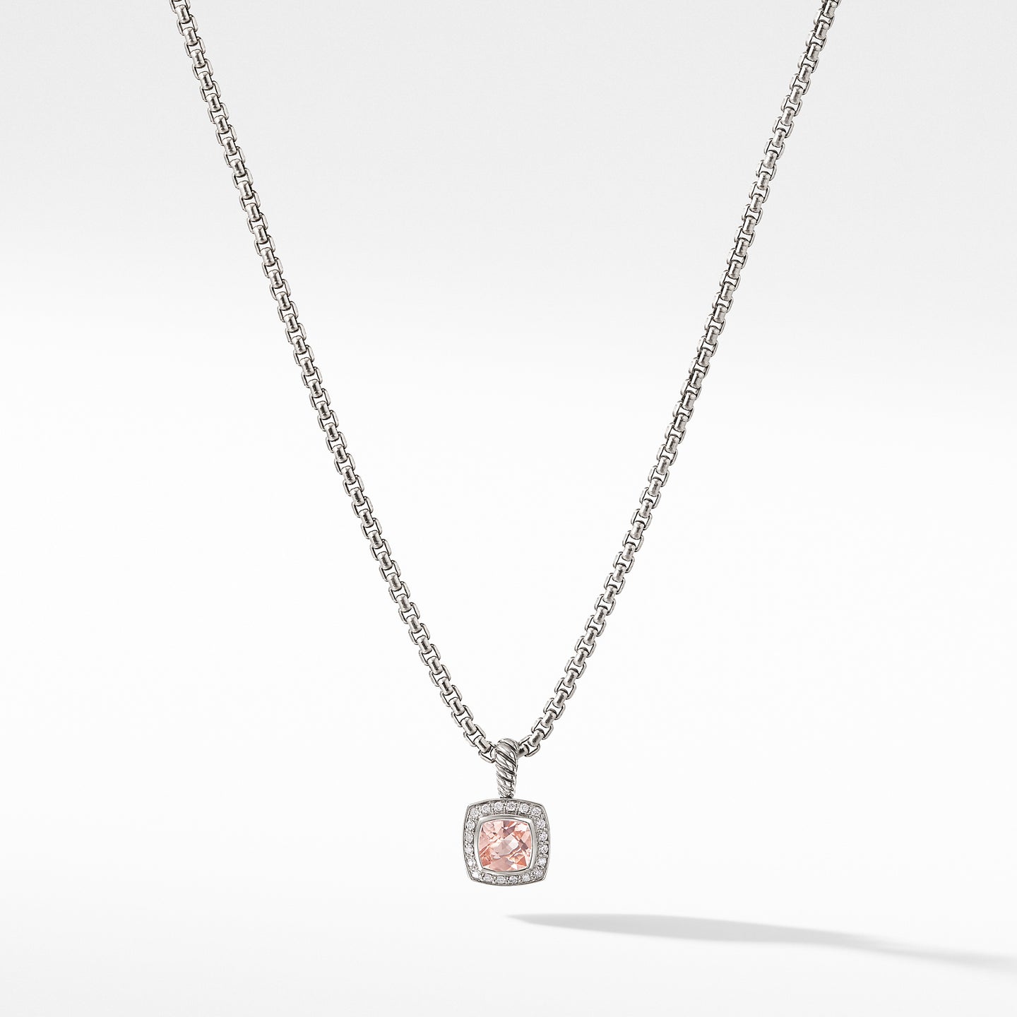 Pendant Necklace with Morganite and Diamonds, 17