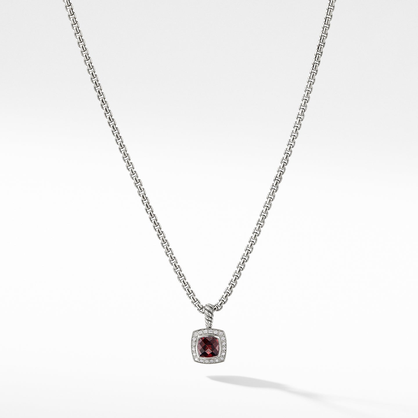 Pendant Necklace with Pyrope Garnet and Diamonds, 17