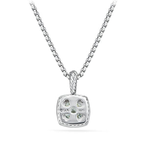 Pendant Necklace with Prasiolite and Diamonds, 17" Length