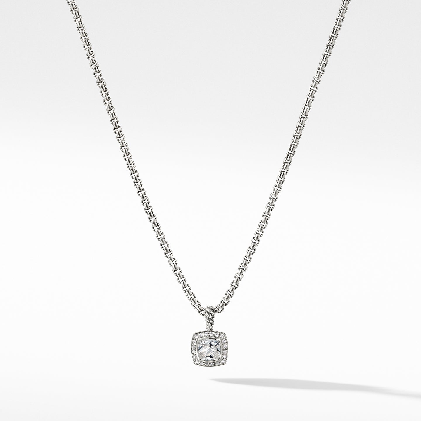 Pendant Necklace with White Topaz and Diamonds, 17