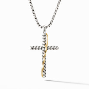 Sterling Silver David Yurman Crossover Cross Necklace with 18K Yellow Gold