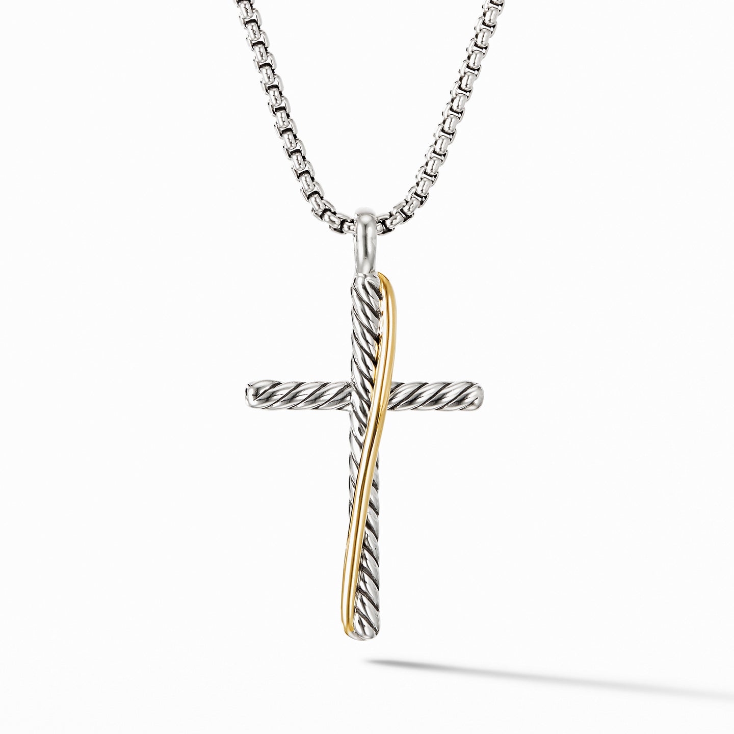 Sterling Silver David Yurman Crossover Cross Necklace with 18K Yellow Gold