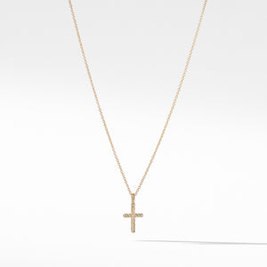 Cable Collectibles David Yurman Cross Necklace with Diamonds in Gold on 18" Chain