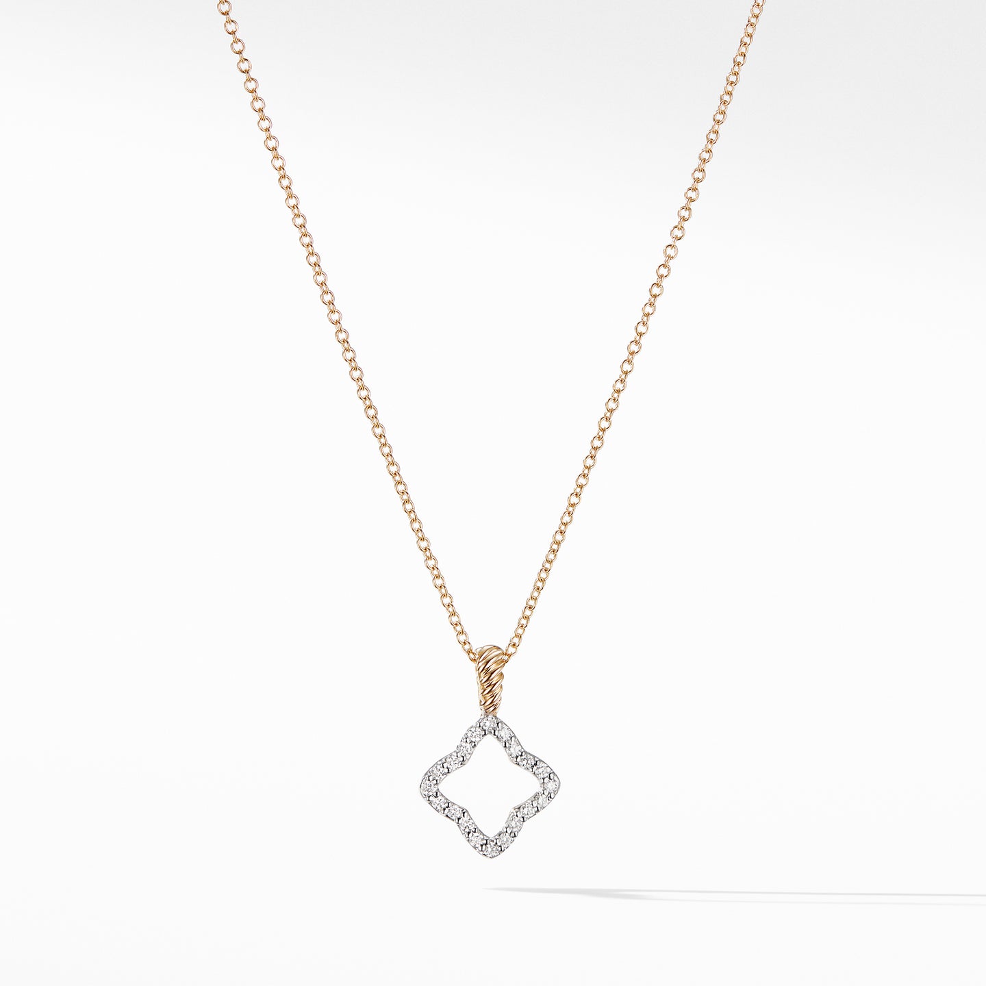 Cable Collectibles® Quatrefoil Pendant Necklace with Diamonds in 18K Gold