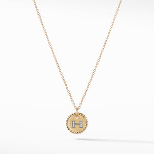 Initial "H" Pendant with Diamonds in Gold on Chain