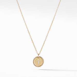 Initial "T" Pendant with Diamonds in Gold on Chain