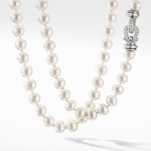 Pearl Necklace with Diamonds, 36" Length