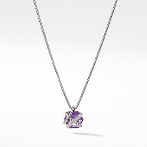 Necklace with Amethyst and Diamonds, 17" Length