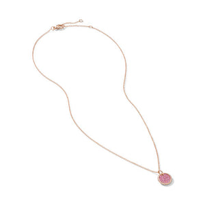 Cable Collectibles® Pavé Plate Necklace in 18K Rose Gold with Pavé Pink Sapphires