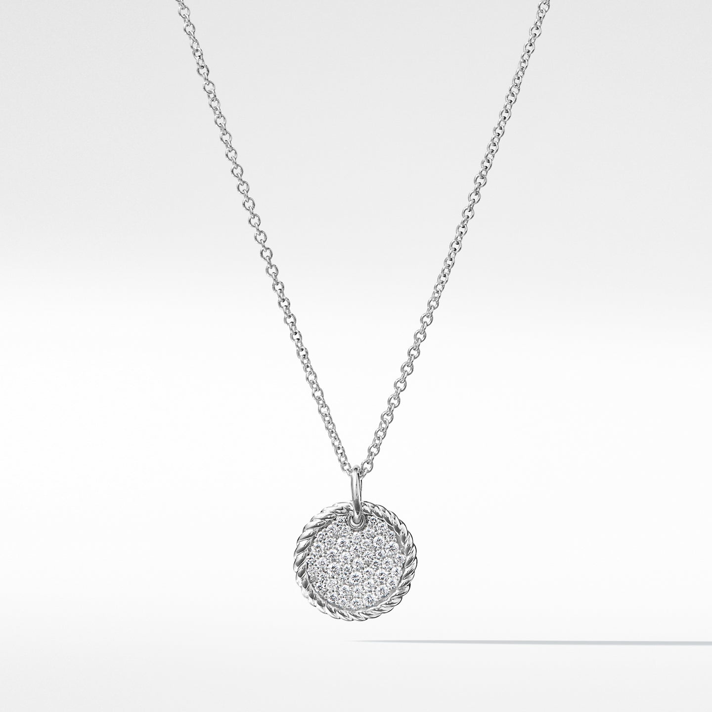 Cable Collectibles® Pavé Plate Necklace with Diamonds in 18K White Gold, 18