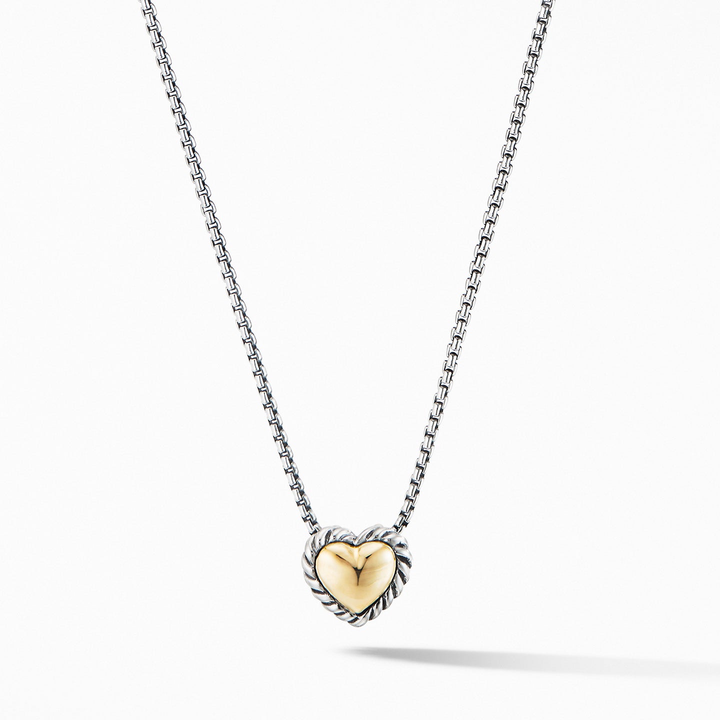 David Yurman Cable Cookie Classic Heart Necklace with 18K Yellow Gold