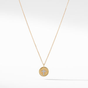 Cross Necklace with Diamonds in 18K Gold, 18" Length