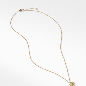 Necklace with Emerald and Diamonds in 18K Gold, 18" Length