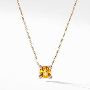 Necklace with Citrine and Diamonds in 18K Gold, 18" Length