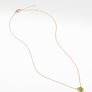 Pendant Necklace with Peridot and Diamonds in 18K Gold, 18" Length