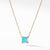 Pendant Necklace with Turquoise and Diamonds in 18K Gold, 18&quot; Length