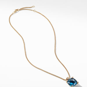 Pendant Necklace with Hampton Blue Topaz and Diamonds in 18K Gold, 18" Length