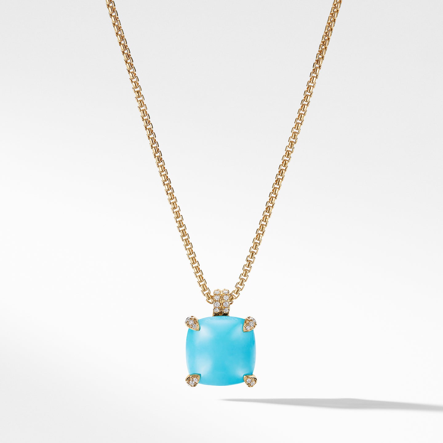 Pendant Necklace with Turquoise and Diamonds in 18K Gold, 18