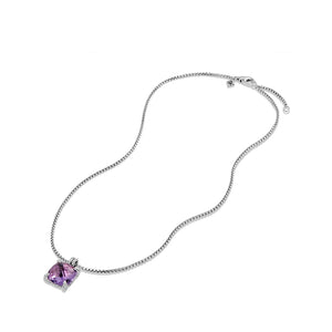 Pendant Necklace with Amethyst and Diamonds, 18" Length