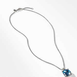 David Yurman Blue Topaz Pendant Necklace with Diamonds
