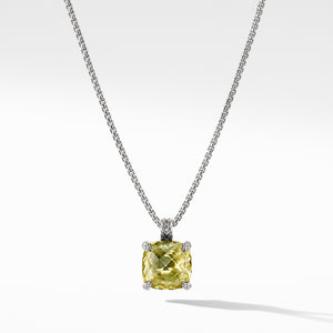 Pendant Necklace with Lemon Citrine and Diamonds, 18" Length