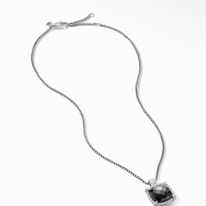 Châtelaine® Pavé Bezel Pendant Necklace with Black Onyx