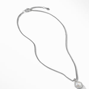 David Yurman Sterling Silver Pearl Necklace with Diamonds