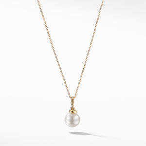 Pendant Necklace with Pearls and Diamonds in 18K Gold, 18" Length