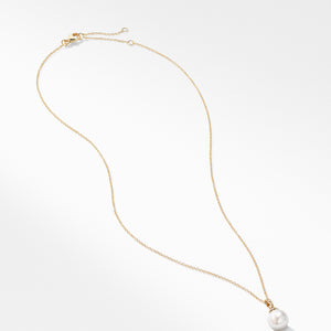 Pendant Necklace with Pearls and Diamonds in 18K Gold, 18" Length