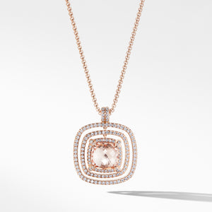 Châtelaine® Pavé Bezel Necklace in 18K Rose Gold with Morganite